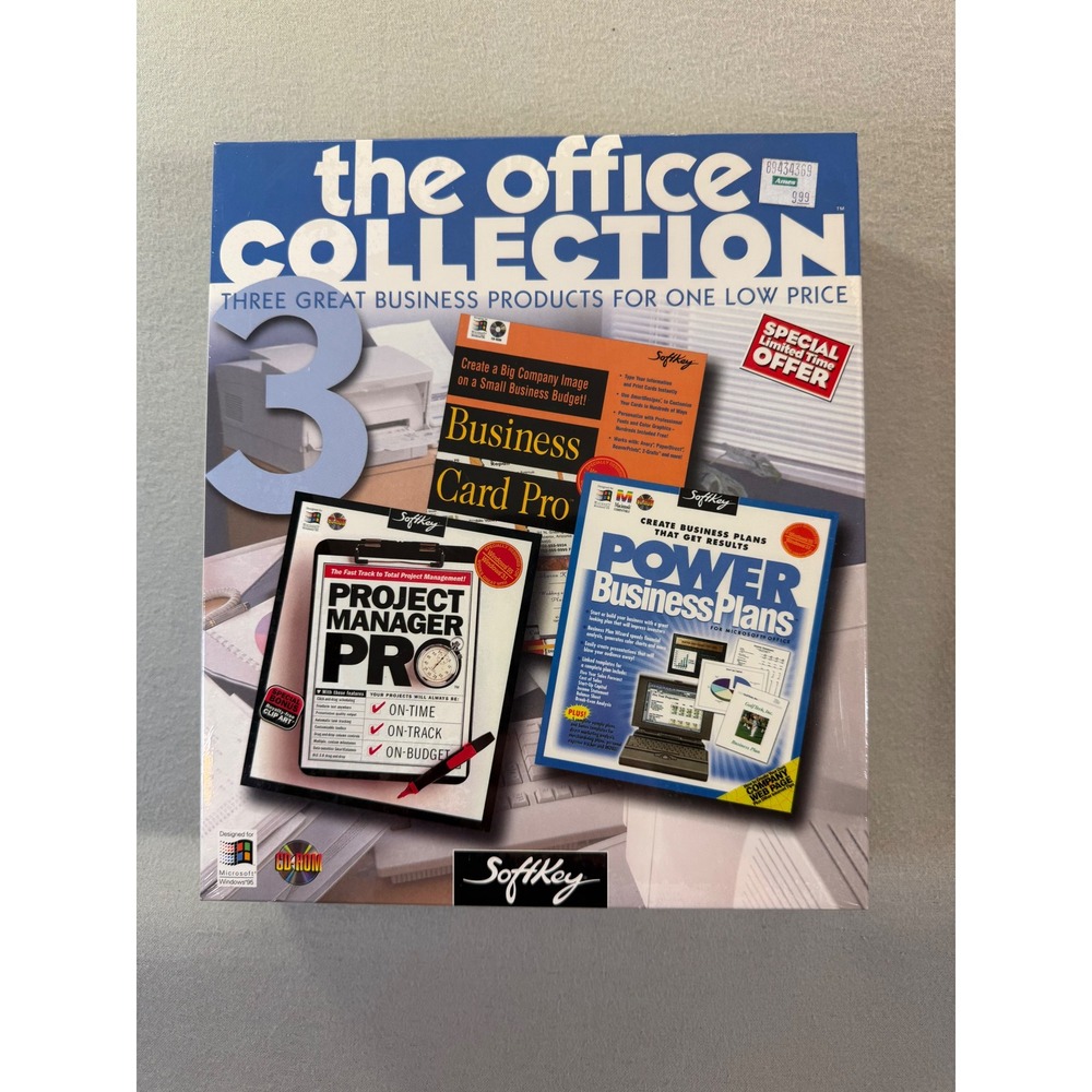 SoftKey The Office Collection 3 Windows 95 3.1 Big Box PC Software Sealed